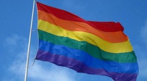 Regenboogvlag wappert Persregio Dender