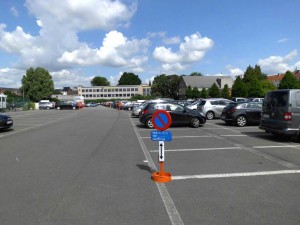 Parking Keizerhallen voor WK scherm Persregio Dender
